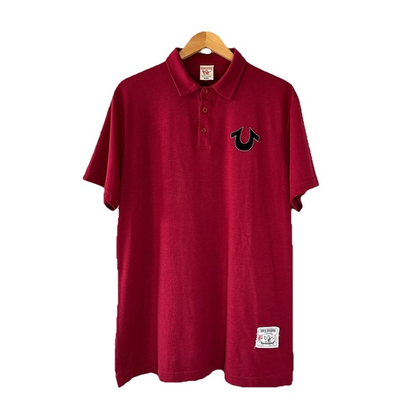 True Religion Other - True Religion XXL Red Polo‎ Shirt Buddha Logo Y2K Streetwear Grunge Skate Core